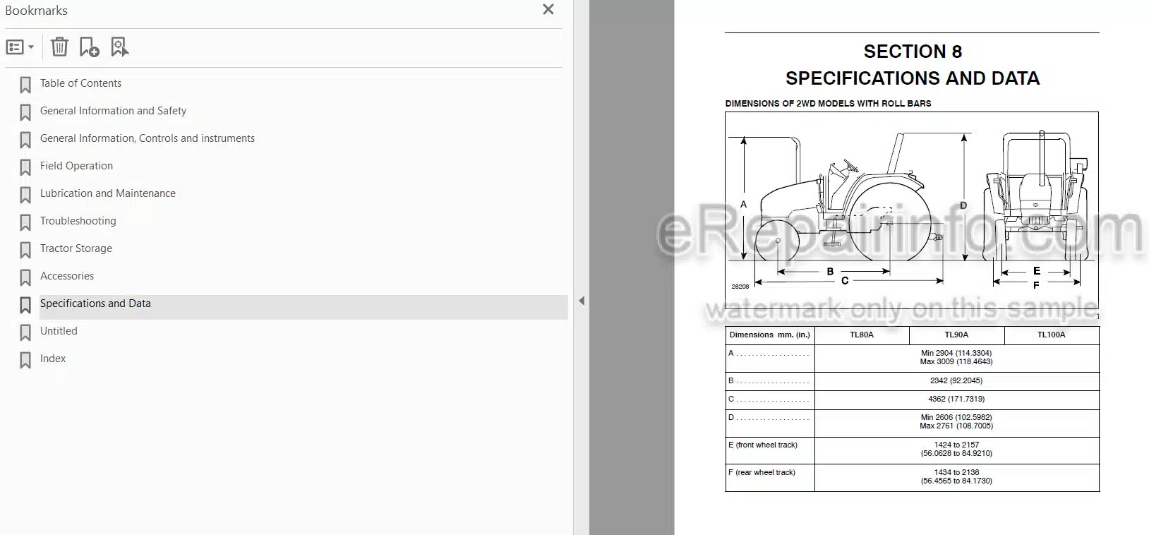 Photo 3 - New Holland TL80A TL90A TL100A Operators Manual Tractor