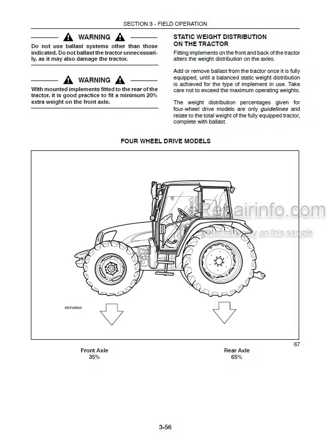 Photo 5 - New Holland TL80A TL90A TL100A Operators Manual Tractor