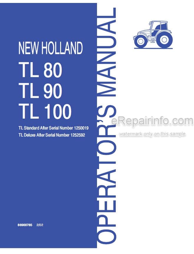 Photo 4 - New Holland TL80 TL90 TL100 Operators Manual Tractor 86900785