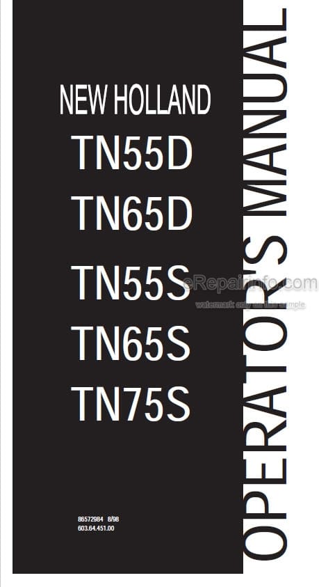 Photo 5 - New Holland TN55D TN65D TN55S TN65S TN75S Operators Manual Tractor 86572984