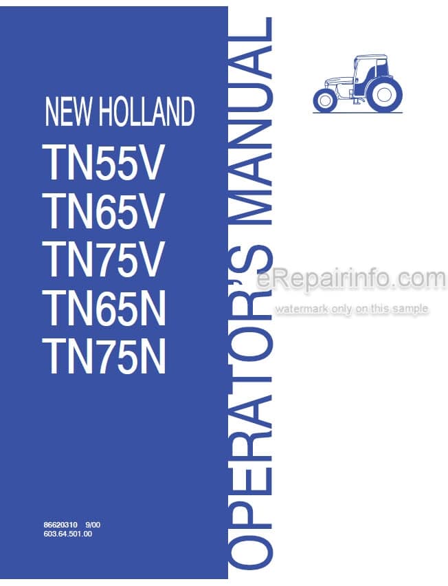 Photo 4 - New Holland TN55V TN65V TN75V TN65N TN75N Operators Manual Tractor 86620310