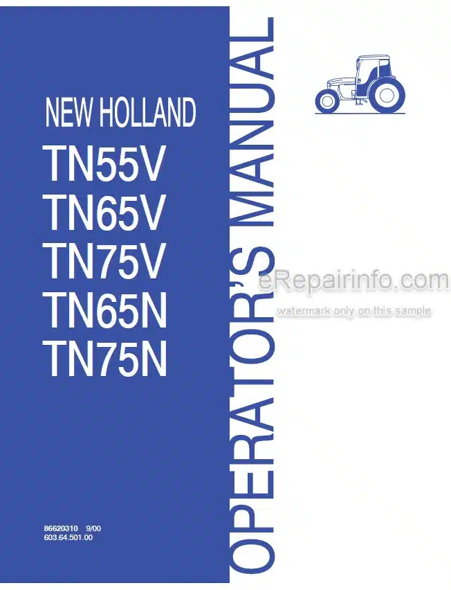 Photo 4 - New Holland TN55V TN65V TN75V TN65N TN75N Operators Manual Tractor 86620310