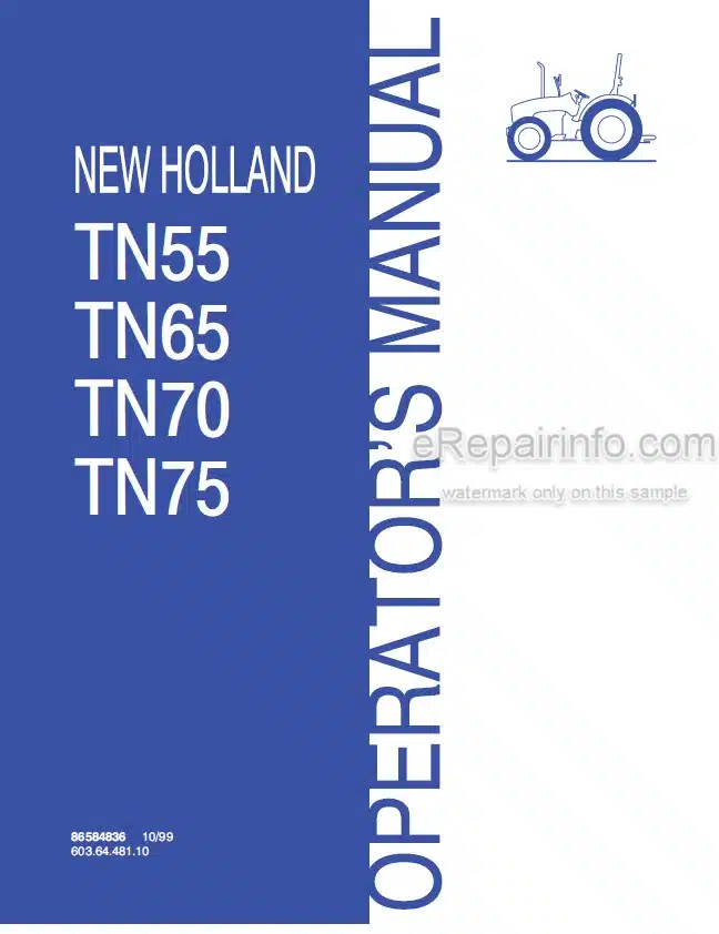 Photo 4 - New Holland TN55 TN65 TN70 TN75 Operators Manual Tractor 86584836
