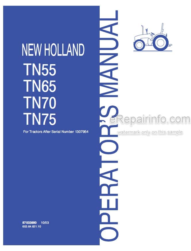 Photo 4 - New Holland TN55 TN65 TN70 TN75 Operators Manual Tractor 87033880