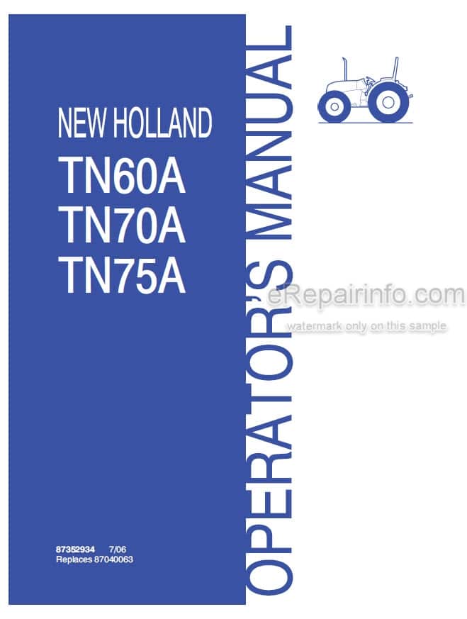 Photo 4 - New Holland TN60A TN70A TN75A Operators Manual Tractor
