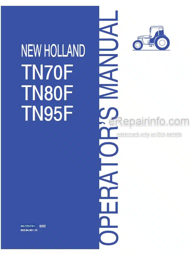 Photo 4 - New Holland TN70F TN80F TN95F Operators Manual Tractor