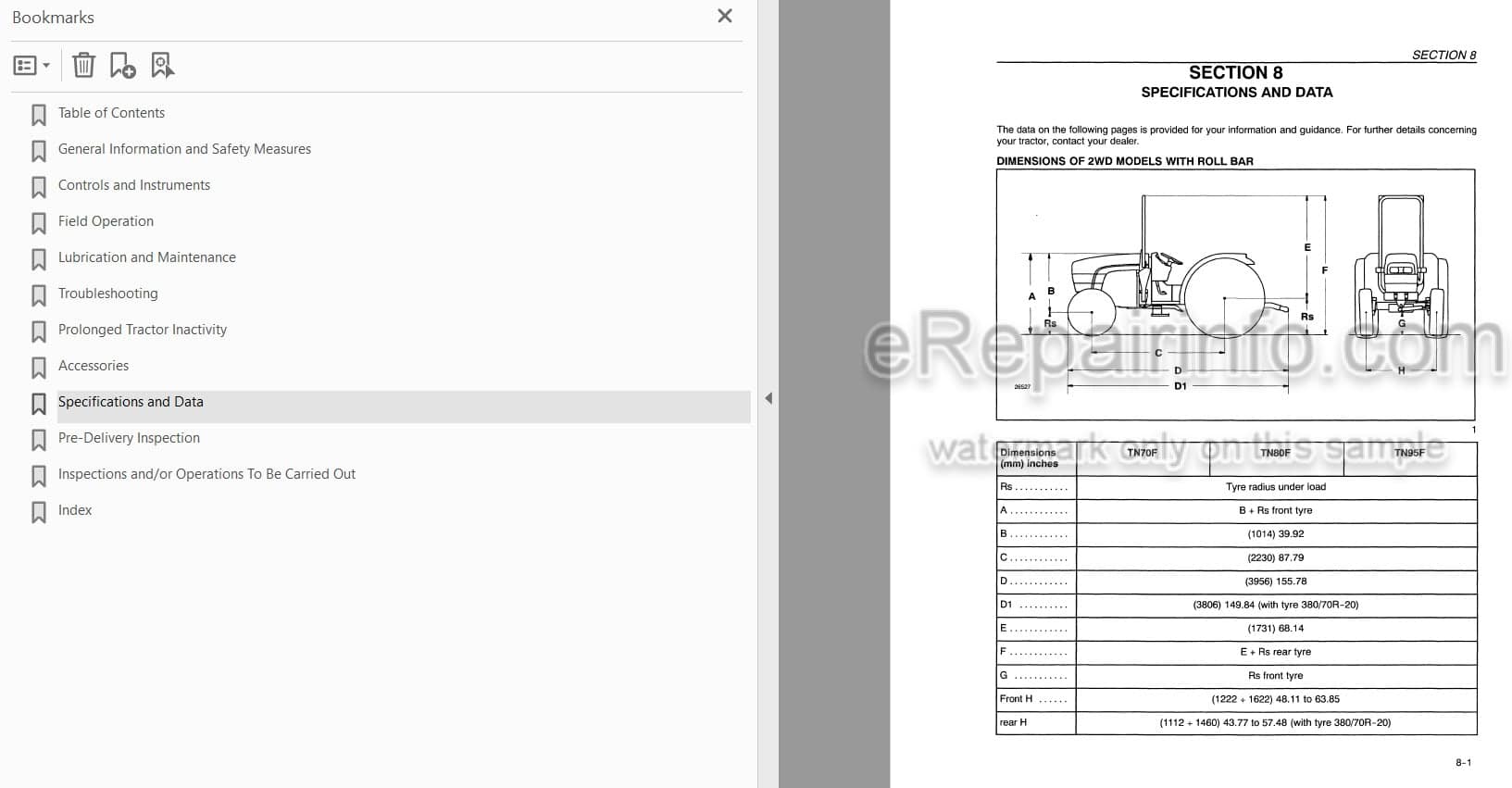 Photo 3 - New Holland TN70F TN80F TN95F Operators Manual Tractor