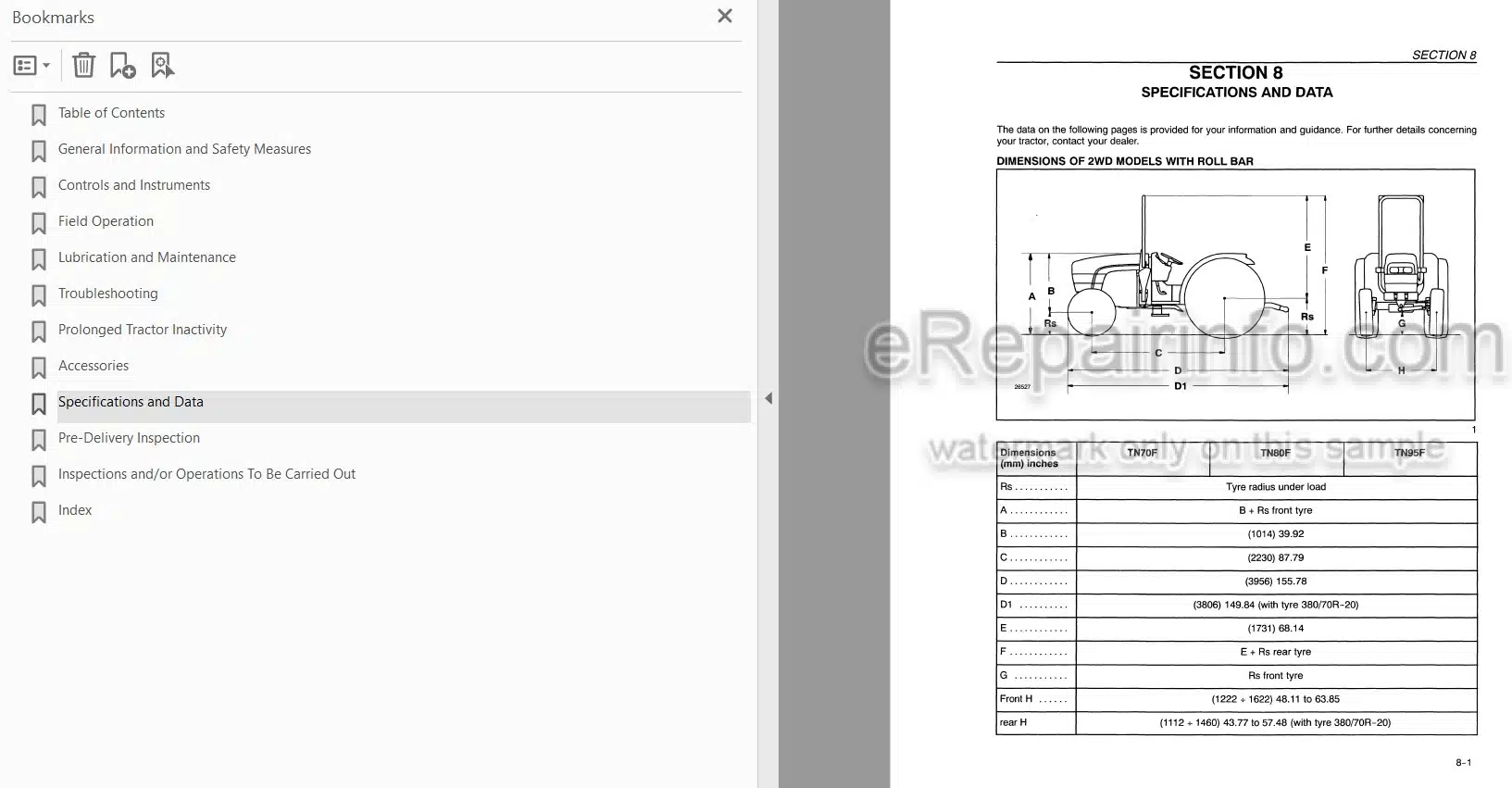 Photo 3 - New Holland TN70F TN80F TN95F Operators Manual Tractor