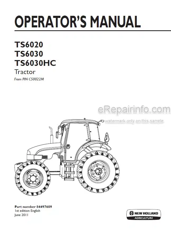 Photo 4 - New Holland TS6020 TS6030 TS6030HC Operators Manual Tractor 84497609