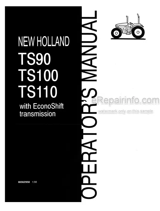 Photo 4 - New Holland TS90 TS100 TS110 Econoshift Operators Manual Tractor 86562958