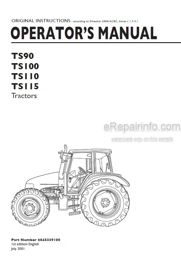 Photo 4 - New Holland TS90 TS100 TS110 TS115 Operators Manual Tractor 6045339100