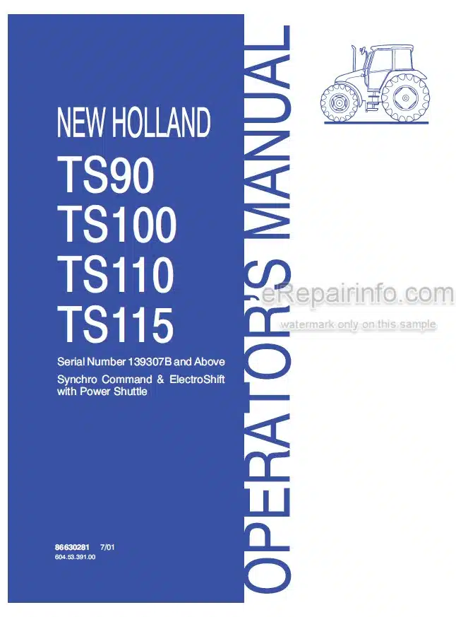 Photo 4 - New Holland TS90 TS100 TS110 TS115 Synchro Command Electroshift Power Shuttle Operators Manual Tractor 86630281