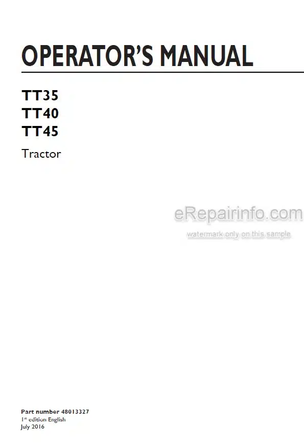 Photo 4 - New Holland TT35 TT40 TT45 Operators Manual Tractor 48013327
