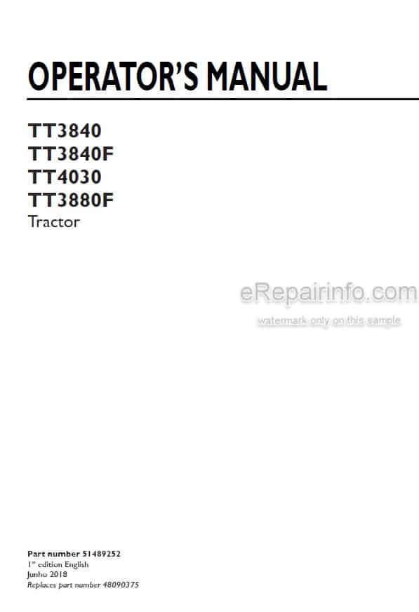 Photo 4 - New Holland TT3840 TT3840F TT4030 TT3880F Operators Manual Tractor 51489252