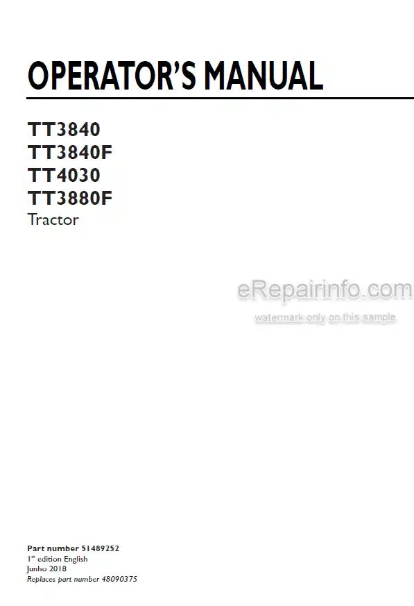 Photo 4 - New Holland TT3840 TT3840F TT4030 TT3880F Operators Manual Tractor 51489252