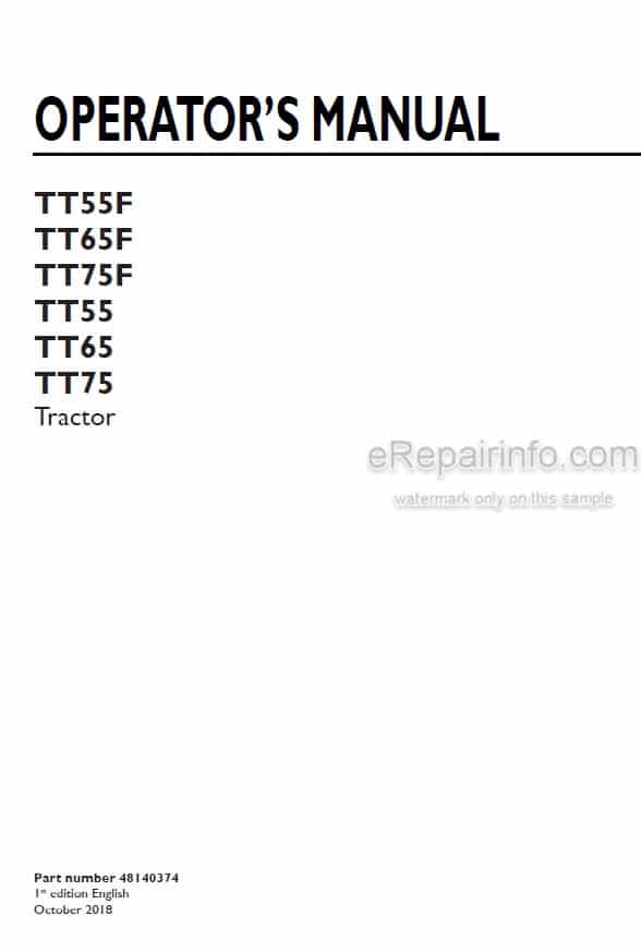 Photo 4 - New Holland TT55F TT65F TT75F TT55 TT65 TT75 Operators Manual Tractor 48140374