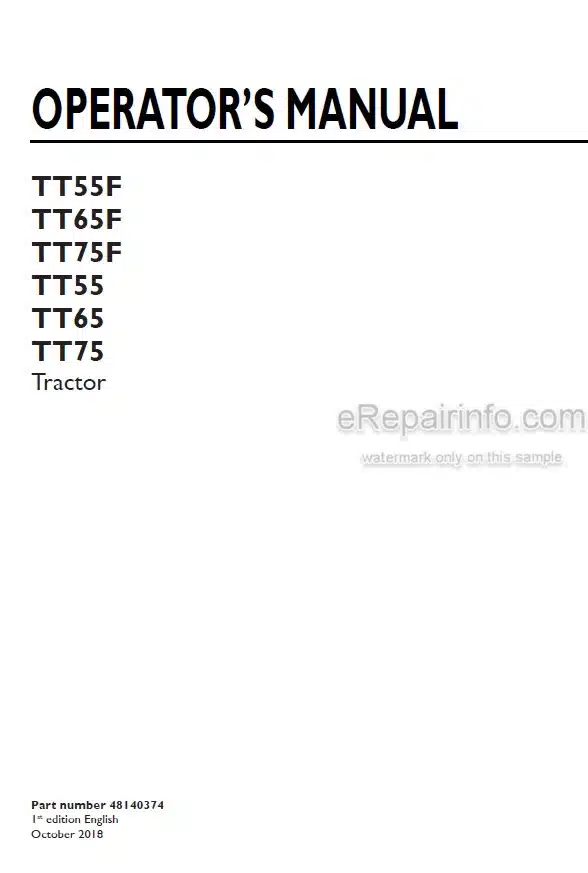 Photo 4 - New Holland TT55F TT65F TT75F TT55 TT65 TT75 Operators Manual Tractor 48140374