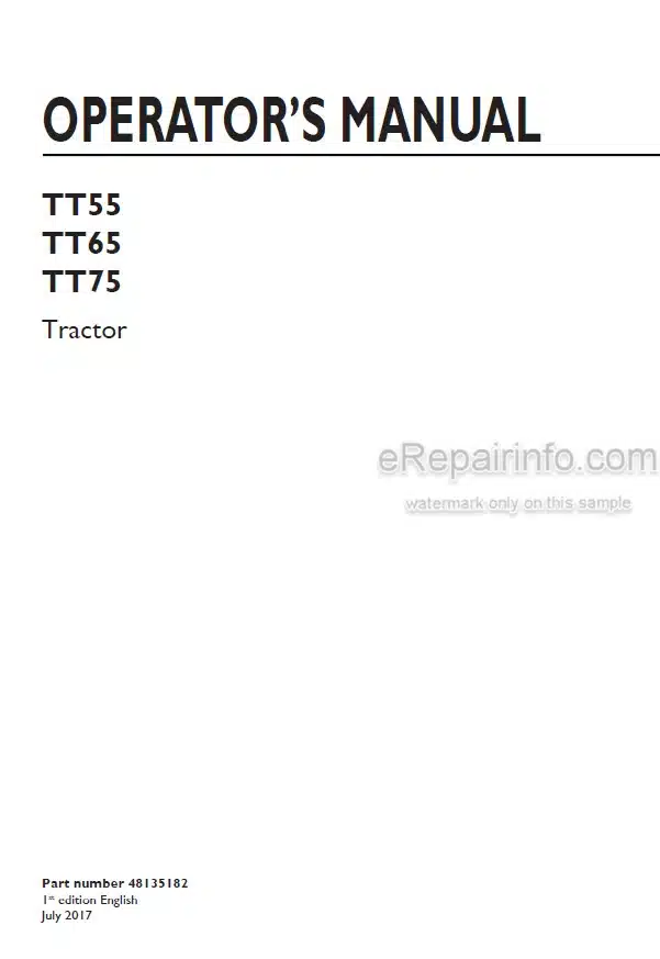 Photo 4 - New Holland TT55 TT65 TT75 Operators Manual Tractor 48135182
