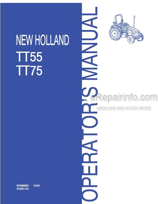 Photo 4 - New Holland TT55 TT75 Operators Manual Tractor