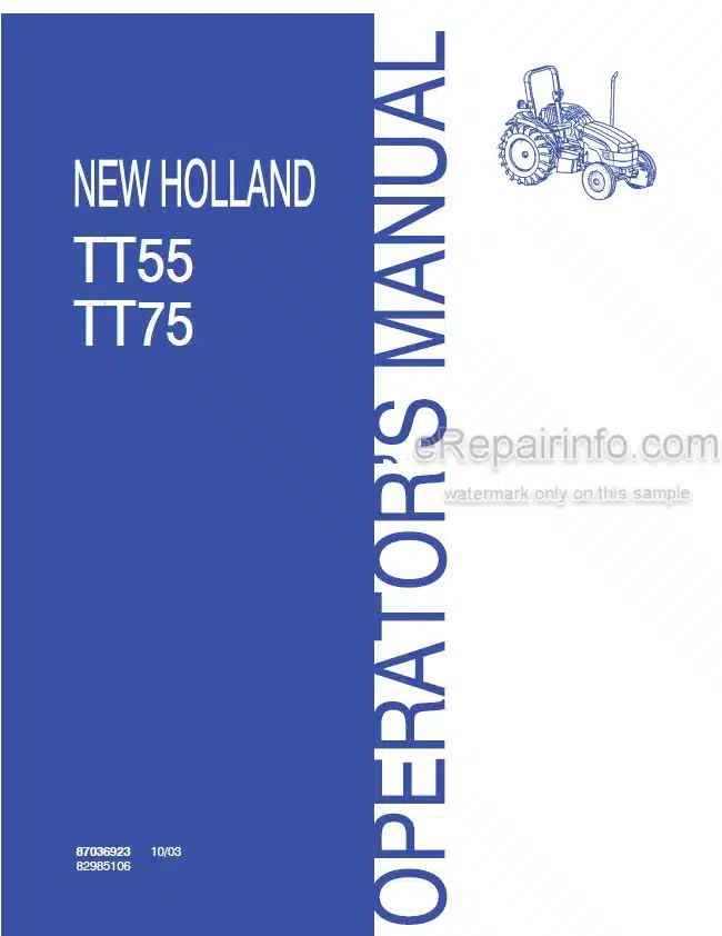 Photo 4 - New Holland TT55 TT75 Operators Manual Tractor