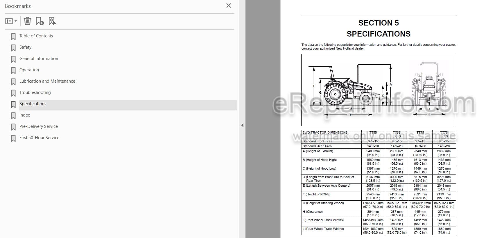 Photo 3 - New Holland TT55 TT75 Operators Manual Tractor