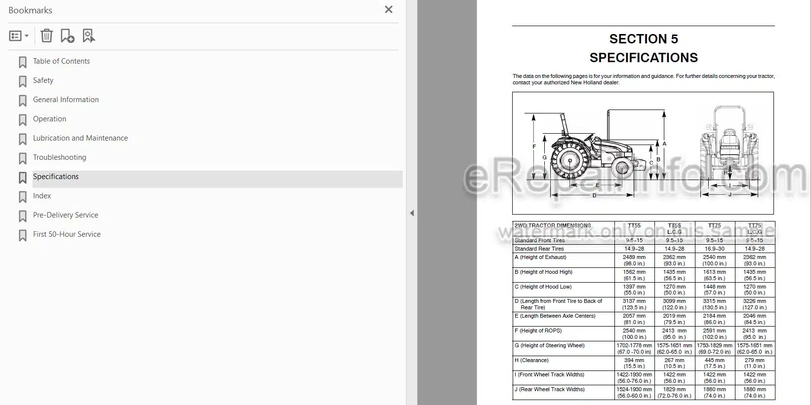 Photo 3 - New Holland TT55 TT75 Operators Manual Tractor