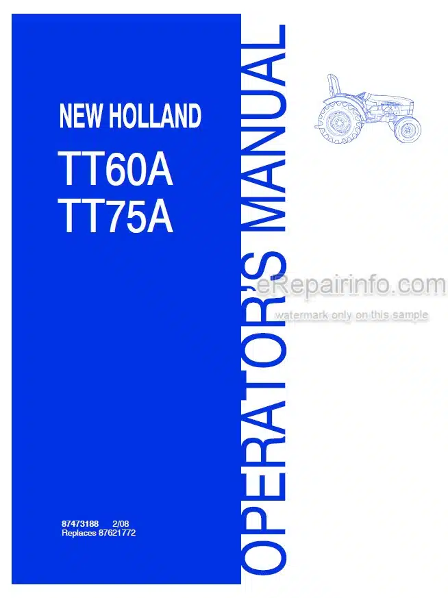 Photo 4 - New Holland TT60A TT75A Operators Manual Tractor 87473188