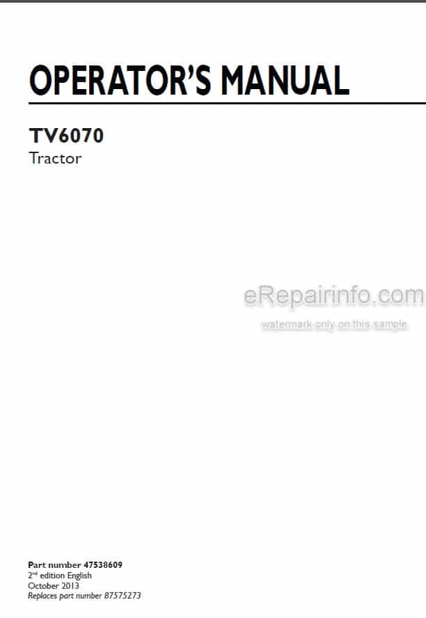 Photo 4 - New Holland TV6070 Operators Manual Tractor 47538609