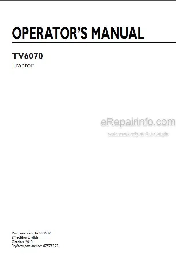 Photo 4 - New Holland TV6070 Operators Manual Tractor 47538609