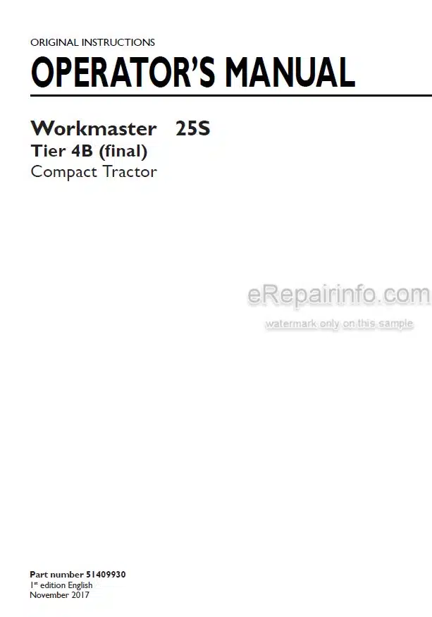 Photo 4 - New Holland Workmaster 25S Tier 4B Final Operators Manual Compact Tractor 51409930