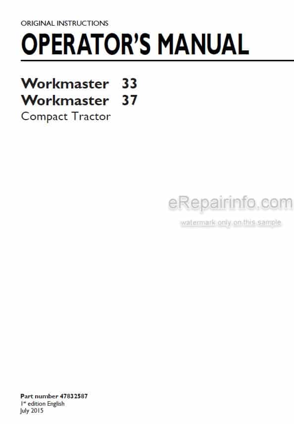 Photo 4 - New Holland Workmaster 33 37 Operators Manual Compact Tractor 47832587