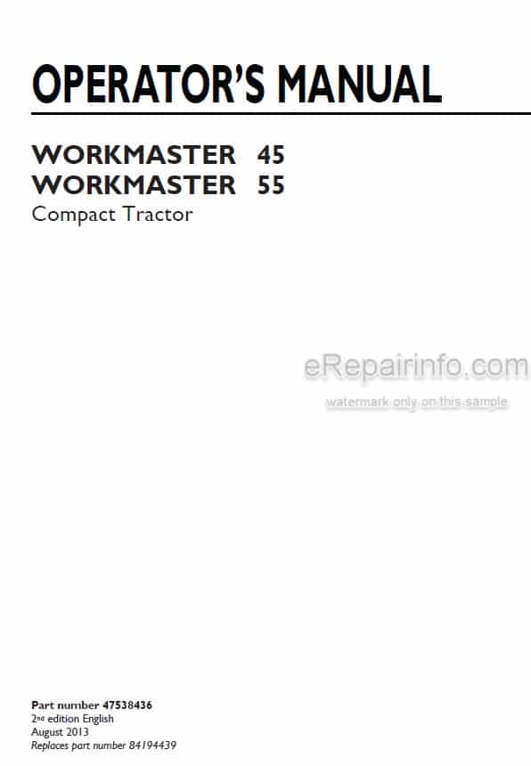 Photo 4 - New Holland Workmaster 45 55 Operators Manual Compact Tractor 47538436