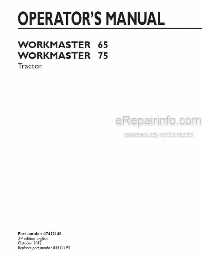 Photo 4 - New Holland Workmaster 65 75 Operators Manual Tractor 47412148