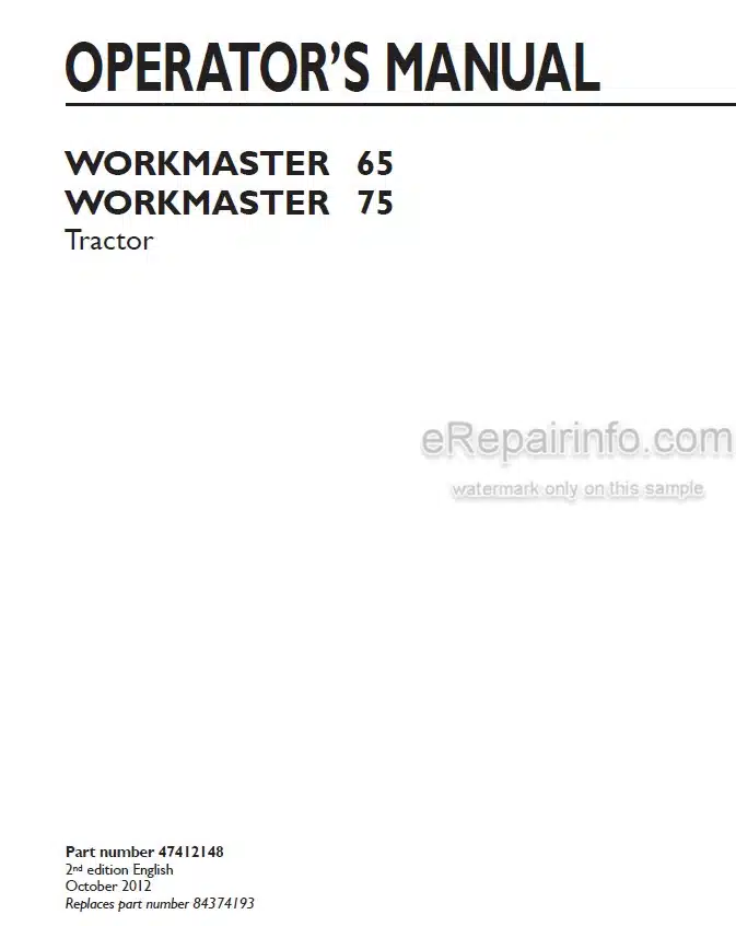 Photo 4 - New Holland Workmaster 65 75 Operators Manual Tractor 47412148