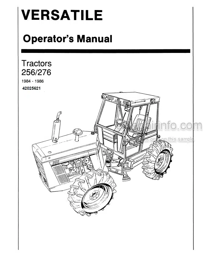 Photo 4 - Versatile 256 276 Operators Manual Tractor 42025621