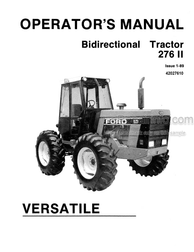 Photo 4 - Versatile 276II Operators Manual Bidirectional Tractor 42027610