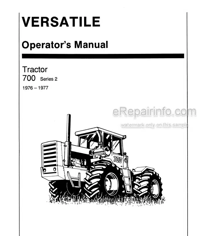 Photo 4 - Versatile 700 Series 2 Operators Manual Tractor 42070011