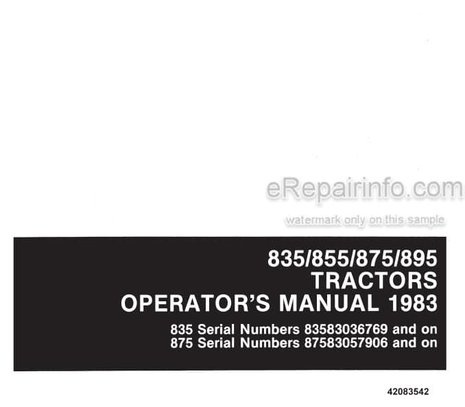 Photo 4 - Versatile 835 855 875 895 Operators Manual Tractor 42083542
