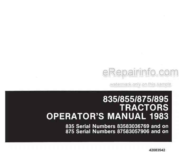 Photo 4 - Versatile 835 855 875 895 Operators Manual Tractor 42083542