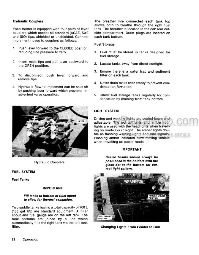 Photo 5 - Versatile 835 855 875 895 Operators Manual Tractor 42083542