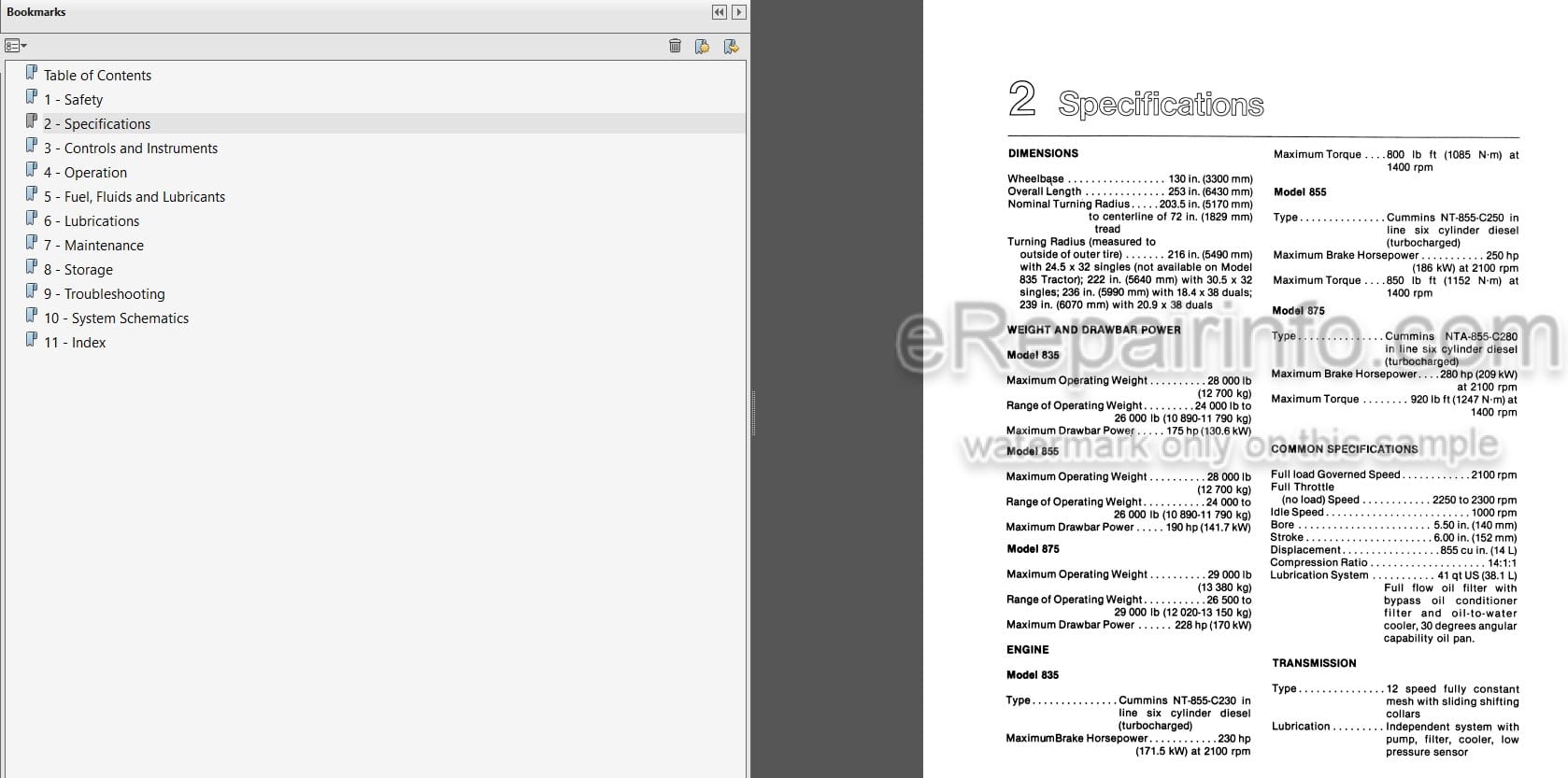 Photo 3 - Versatile 835 855 875 Operators Manual Tractor