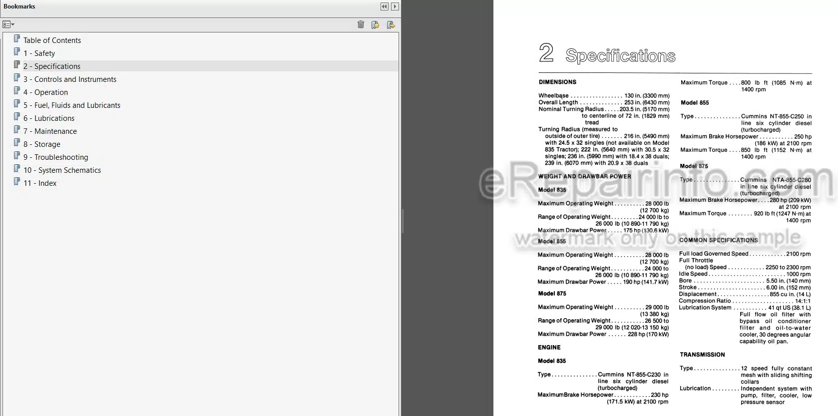 Photo 3 - Versatile 835 855 875 Operators Manual Tractor
