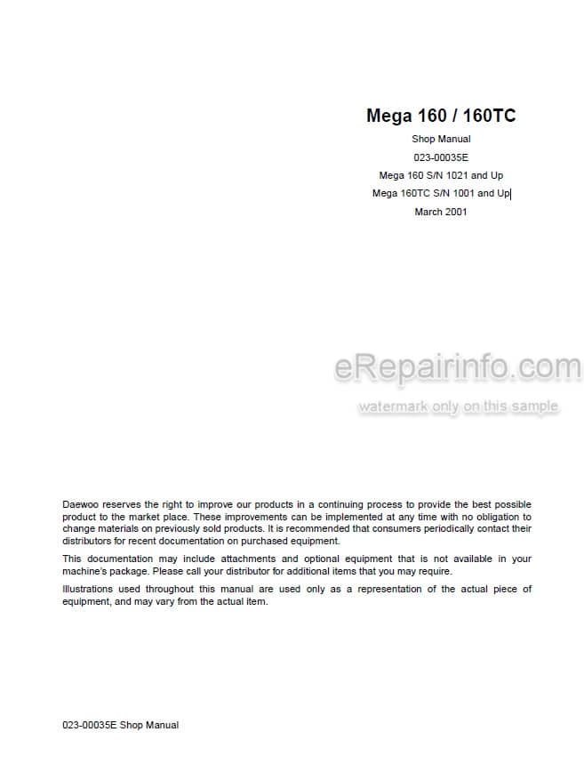 Photo 4 - Daewoo Mega 160 160TC Shop Manual Wheel Loader 023-00035E