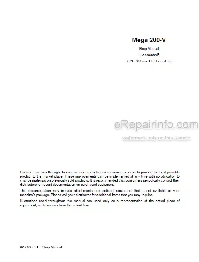Photo 4 - Daewoo Mega 200-V Shop Manual Wheel Loader 023-00055AE