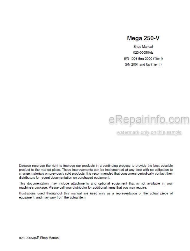 Photo 5 - Daewoo Mega 250-V Shop Manual Wheel Loader 023-00050AE