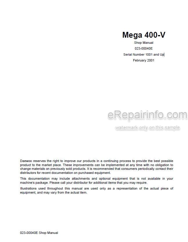 Photo 5 - Daewoo Mega 400-V Shop Manual Wheel Loader 023-00040E