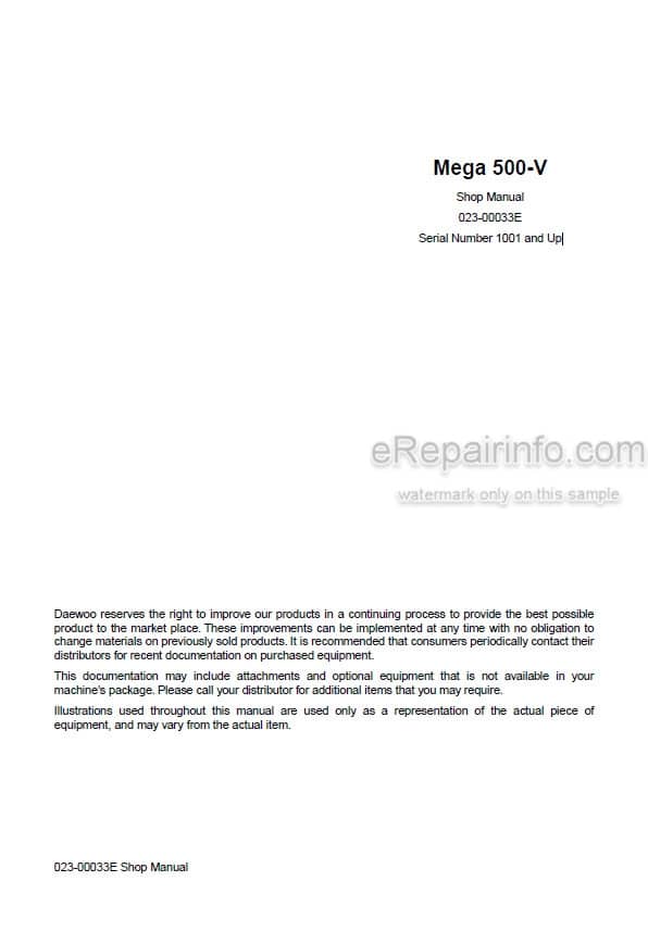 Photo 5 - Daewoo Mega 500-V Shop Manual Wheel Loader 023-00033E