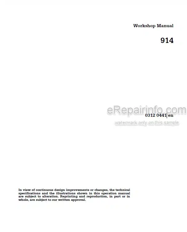 Photo 4 - Deutz 914 Workshop Manual Engine 03120441