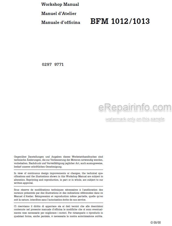Photo 5 - Deutz BFM1012 BFM1013 Workshop Manual Engine 02979771