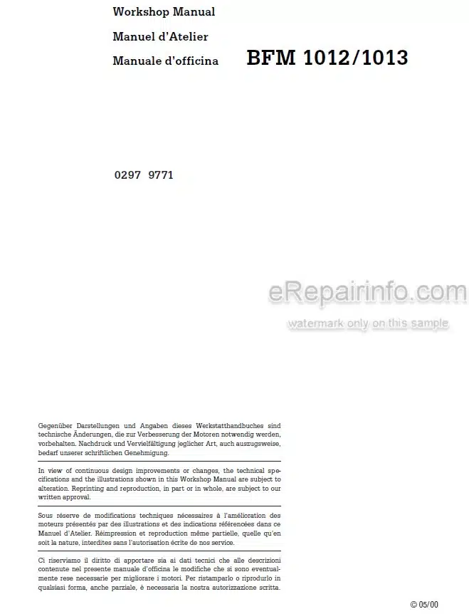 Photo 5 - Deutz BFM1012 BFM1013 Workshop Manual Engine 02979771